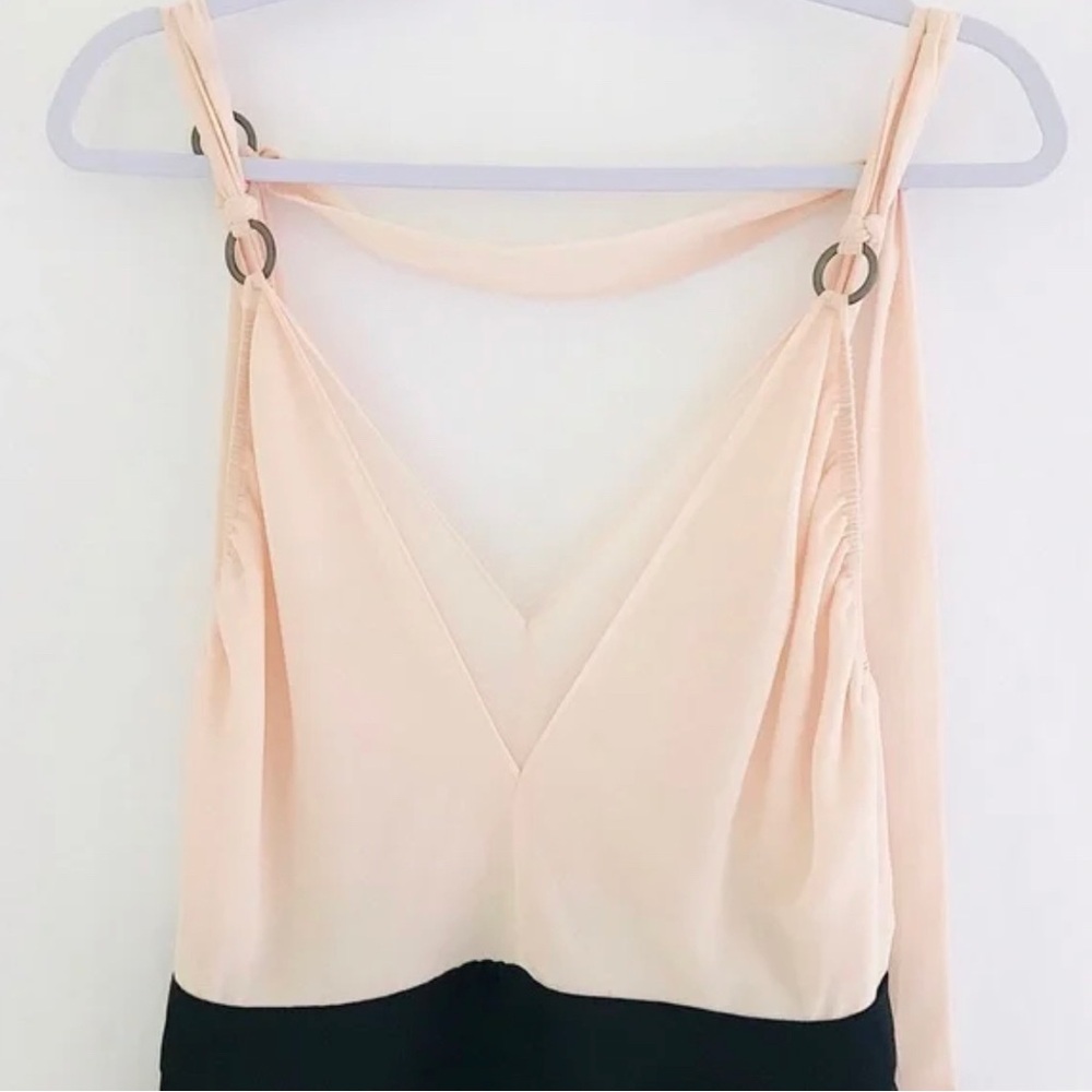 NEW Reiss Tie-Strap Jumpsuit Pale Pink & Black pant elegant suit Medium $470 - Picture 14 of 16